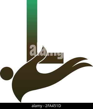 Buchstabe L Logo-Symbol mit Menschen Hand Design Symbol Vorlage vektor Stock Vektor