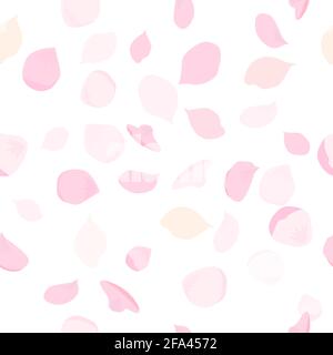 Rosa fliegende Blütenblätter mit nahtlosem Sakura-Muster. Vektorgrafik Stock Vektor