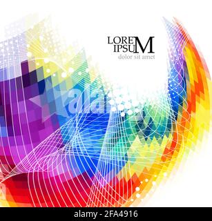 Abstrakter mehrfarbiger Hintergrund aus Quadraten, Dreiecken und Linien. Leer für Text. Vektorgrafik Stock Vektor