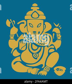 Skizze von Lord Ganesha oder Vinayaka bearbeitbare Gliederungssillustration Stockfoto