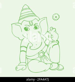 Skizze von Lord Ganesha oder Vinayaka bearbeitbare Gliederungssillustration Stockfoto