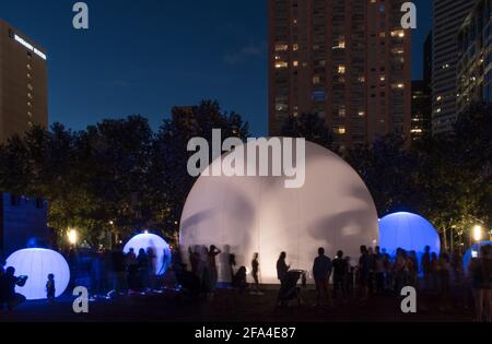 HOUSTON, TEXAS - 5. Oktober 2018: MoonGARDEN öffentliche Kunstinstallation in Discovery Green, Downtown Houston, Texas Stockfoto