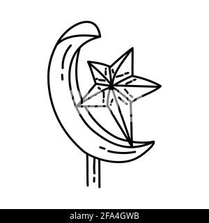 Ramadhan Mubarrok Aktivität Handgezeichnetes Symbol Set Vektor. Stock Vektor
