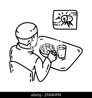 Takjil-Symbol. Doodle Hand Drawn oder Outline Icon Style. Vektor Stock Vektor