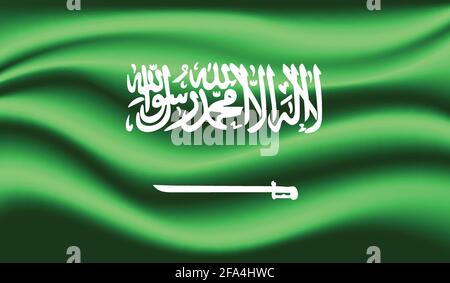 Flagge Saudi-Arabiens mit wehender Grunge-Textur. Vektorhintergrund. Stock Vektor