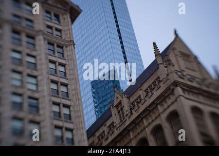 Lensbaby Foto von alten und neuen Gebäuden in Chicago Stockfoto