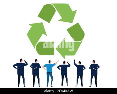 Menschen aus der Wirtschaft diskutieren Brainstorming Recycling Symbol des Recycle Eco Freundlicher Umweltschutz Stock Vektor