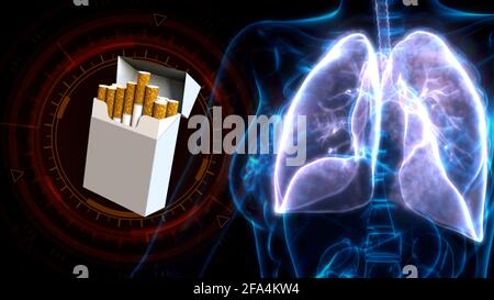 Lungenkrankheit durch Rauchen, cg Healthcare 3d-Illustration Stockfoto