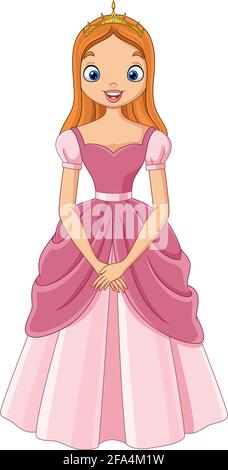 Cartoon schöne Prinzessin in rosa Kleid Stock Vektor