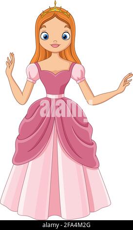 Cartoon schöne Prinzessin in rosa Kleid Stock Vektor