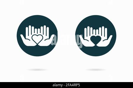 Herz in der Hand-Symbol. Vektorgrafik für Grafik- und Webdesign. Stock Vektor