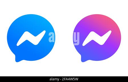 Vinnytsia, Ukraine - 21. April 2021: Facebook Messenger Alte und Neue Ikone. Facebook-Symbol. Logo des Social-Media-Netzwerks. Redaktionelle Vektorgrafik Stock Vektor