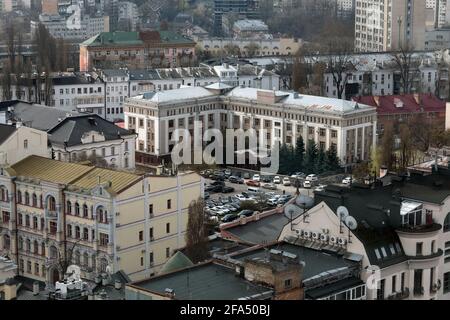 KIEW, UKRAINE - 20. APRIL 2021 - das Stadtbild wird in Kiew, der Hauptstadt der Ukraine, festgehalten. Stockfoto