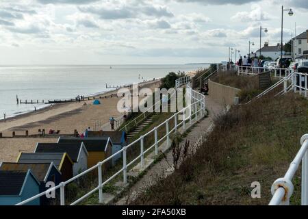 Pfad am Strand in Southwold, Suffolk - Großbritannien Stockfoto