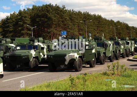 MINSK, WEISSRUSSLAND - 8. Mai 2020: Vorbereitung der Parade am Tag des Sieges. Stockfoto