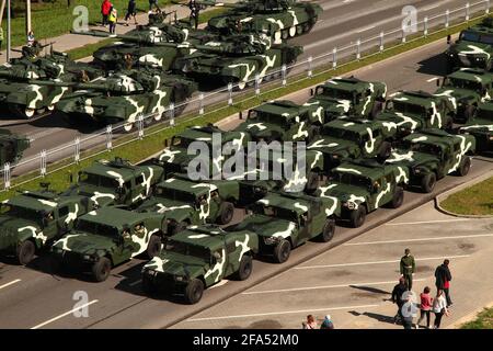 MINSK, WEISSRUSSLAND - 8. Mai 2020: Vorbereitung der Parade am Tag des Sieges. Stockfoto