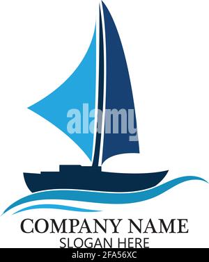 Boot-Logo-Vorlage, Schiffssymbol-Design, Vektor des Illustrationselements Stock Vektor