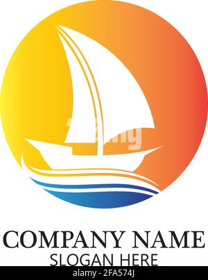 Boot-Logo-Vorlage, Schiffssymbol-Design, Vektor des Illustrationselements Stock Vektor