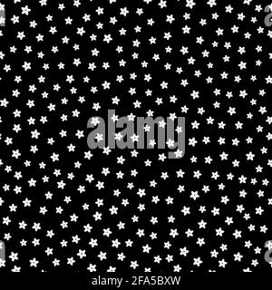 Niedliches Muster in kleiner Blume. Kleine farbige Blüten auf dunklem Hintergrund Stock Vektor