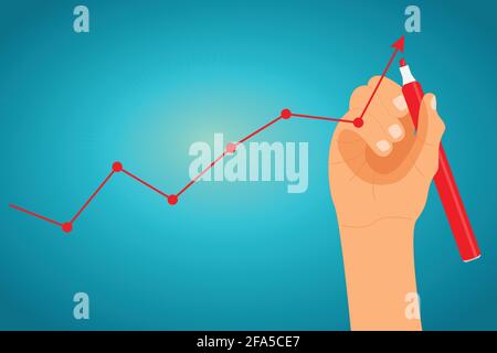 Menschliche Hand zeichnet einen grafischen, konzeptuellen Vektor Stock Vektor