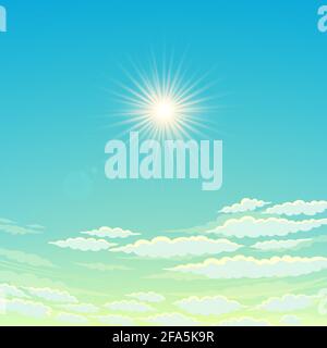 Himmel, wolkiger Tag und die Sonne scheint. Vektorhimmel Hintergrund Stock Vektor