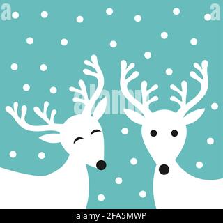 Winter weiße Rentiere Paar Illustration Stock Vektor