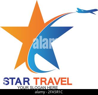 Star Travel Logo-Design. Logo des Reisebüros. Erstaunliche Destinationen kreative Symbol-Konzept. Stock Vektor