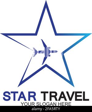 Star Travel Logo-Design. Logo des Reisebüros. Erstaunliche Destinationen kreative Symbol-Konzept. Stock Vektor