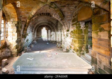 KINLOSS ABBEY MORAY SCOTLAND DER BLICK AUF DEN INNEREN BODEN BODEN Stockfoto