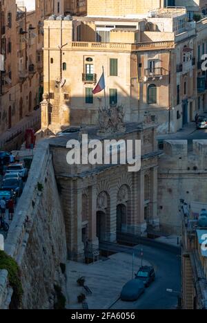 Ein Bild vom Victoria Gate in Valletta. Stockfoto