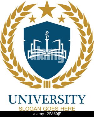 Vorlage für Logo-Design für Universitäten, Hochschulen, Universitäten, Hochschulen und Kurse Stock Vektor