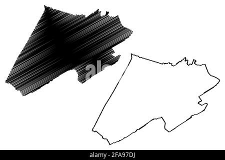 Monroe County, State of West Virginia (U.S. County, United States of America, USA, U.S., US) Kartenvektordarstellung, Skizze Monroe Karte Stock Vektor