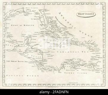 West Indies von Arrowsmith & Lewis. Karibik & Golf von Mexiko 1812 alte Karte Stockfoto