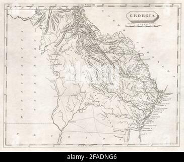Georgia State map von Arrowsmith & Lewis 1812 alte Antike Diagramm planen Stockfoto