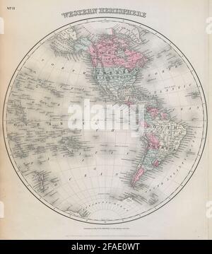 Westliche Hewelt. Nord- Und Südamerika Und Pazifik. Dekorative antike Landkarte. COLTON 1869 Stockfoto