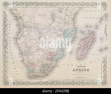 Südliches Afrika. Cape Colony. Berge des Mondes. COLTON 1869 alte Karte Stockfoto