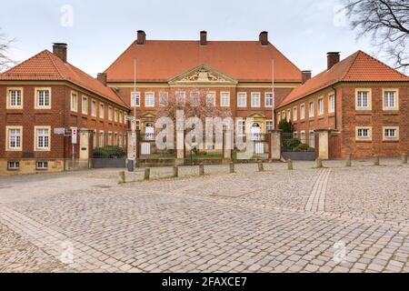 Bischöfliches Palais, Bischofspalast oder Gericht, Residenz des Bischofs von Münster am Domplatz, Münster, Deutschland Stockfoto