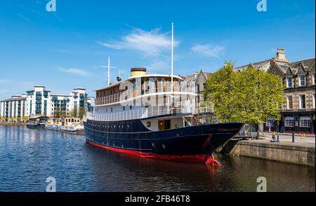 Umgebautes schwimmendes Hotelschiff, Ocean Mist, The Shore, Leith, Edinburgh, Schottland, Großbritannien Stockfoto