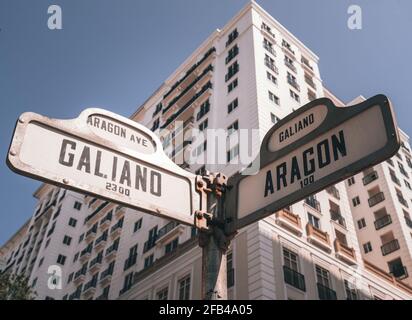 Straßenschild in Downtown City Coral Gabe miami florida Stockfoto