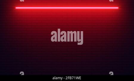 Backstein Wand Hintergrund, Neonlicht. 3D Abbildung Stockfoto