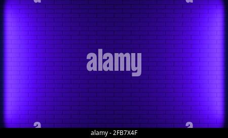 Backstein Wand Hintergrund, Neonlicht. 3D Abbildung Stockfoto