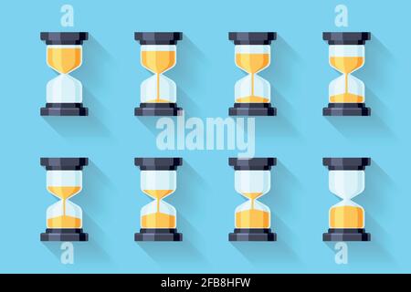 Sandglass flache Symbole Vektor. Sandglass Animation Frames Stock Vektor