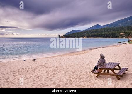 Galapos Strand im Naturpark Arrabida. Setubal, Portugal Stockfoto