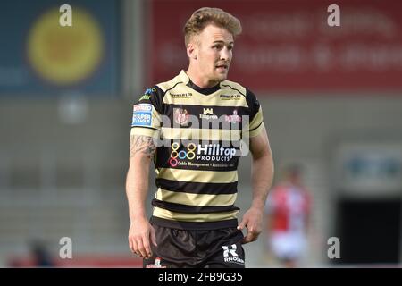 Eccles, Großbritannien. April 2021. Ben Reynolds (30) von Leigh Centurions während des Spiels in Eccles, Vereinigtes Königreich am 4/23/2021. (Foto von Richard Long/News Images/Sipa USA) Quelle: SIPA USA/Alamy Live News Stockfoto