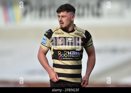 Eccles, Großbritannien. April 2021. Craig Mullen (22) von Leigh Centurions während des Spiels in Eccles, Vereinigtes Königreich am 4/23/2021. (Foto von Richard Long/News Images/Sipa USA) Quelle: SIPA USA/Alamy Live News Stockfoto