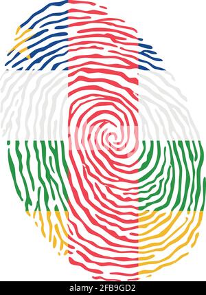 Fingerabdruck-Vektor mit der Nationalflagge von Zentralafrika gefärbt Republik Stock Vektor