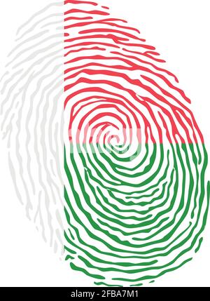 Fingerabdruckvektor mit der Nationalflagge Madagaskars Stock Vektor