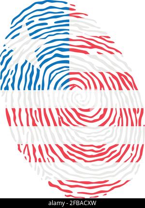 Fingerabdruck-Vektor mit der Nationalflagge von Liberia gefärbt Stock Vektor