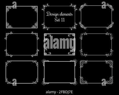 Dekorative Zierrahmen. Vector Vintage elegante florale Bordüren. Vintage rechteckiger Rahmen für Menüdarstellung Stock Vektor