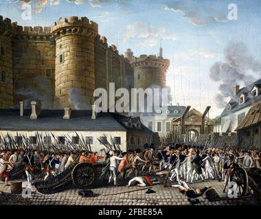 The Storming of the Bastille, anonymer Künstler, Öl auf Leinwand, 1789-91 Stockfoto